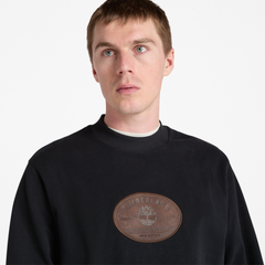 Men's Leather Badge Crewneck Sweatshirt